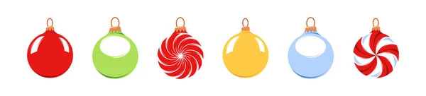 Colección Bolas Para Árbol Navidad Aisladas Sobre Fondo Blanco Concepto — Archivo Imágenes Vectoriales