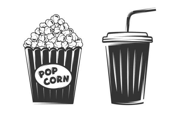 Pop Corn Disposable Cup Isolated White Background Design Elements Vector — Stock Vector