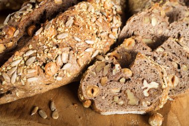 Natürmort esnaf ekmek tohumlar ve fındık ile