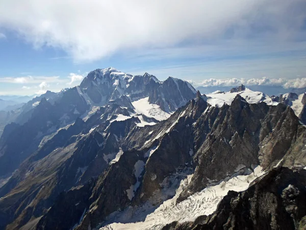 Wonderful Aerial View Glider Mont Blanc Mountain Italian Alps — Stock Photo, Image