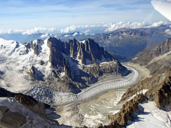 Wonderful Aerial View Glider Mer Glace Mont Blanc Mountain Italian — Stock Photo, Image