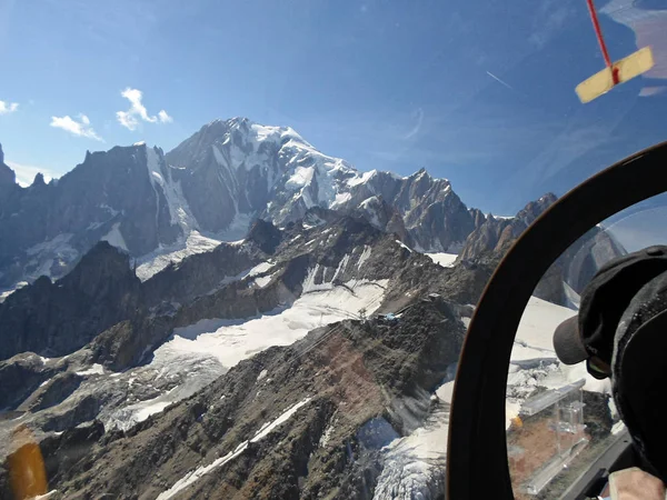 Wonderful Aerial View Glider Mont Blanc Mountain Italian Alps — Stock Photo, Image