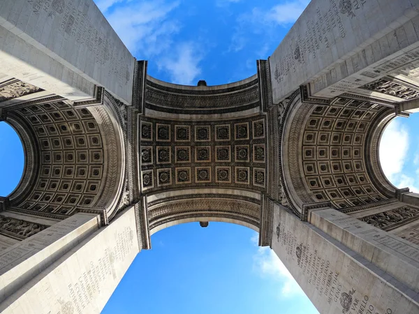 Groothoek Wiev Van Arc Triomphe Parijs Zoals Zien Onder Boog — Stockfoto
