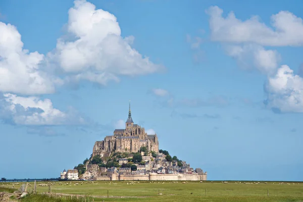 Abadía Del Mont Saint Michel Hermoso Día Soleado Normandía Francia — Foto de Stock