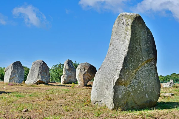 Alineación Menhires Megalíticos Prehistóricos Carnac Bretaña Francia — Foto de Stock