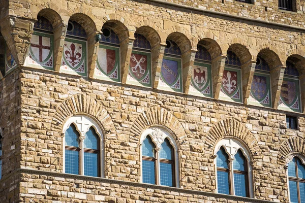 Beroemde Toren Van Palazzo Vecchio Detail Florence Toscane Italië — Stockfoto