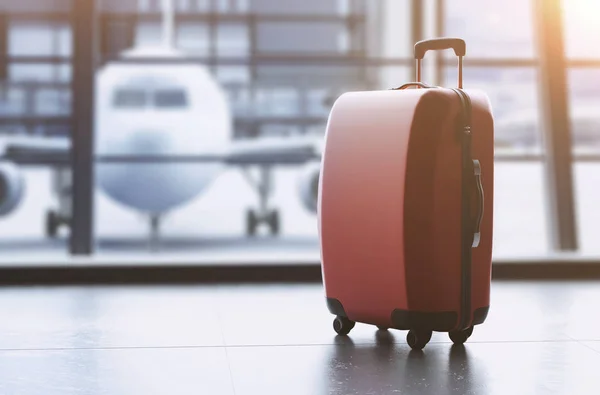 Fondo Tema Viaje Con Equipaje Colorido Aeropuerto — Foto de Stock