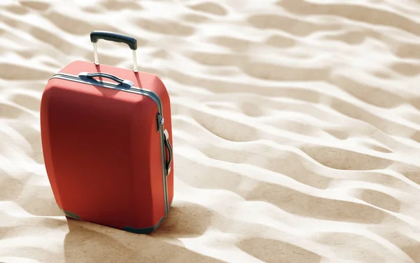 Reisethema Hintergrund Mit Buntem Gepäck Auf Sand — Stockfoto