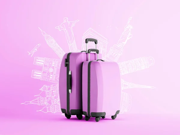 旅游主题背景五颜六色的行李 — 图库照片