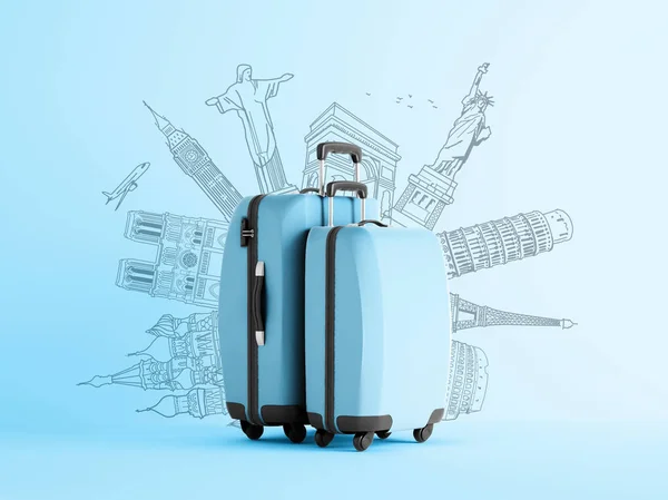 Travel Theme Background Colorful Luggage — Stock Photo, Image