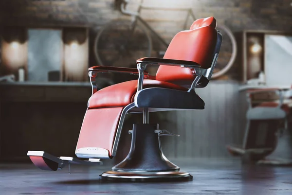 Czerwony Skórzany Fotel Fryzjer Salonie — Zdjęcie stockowe