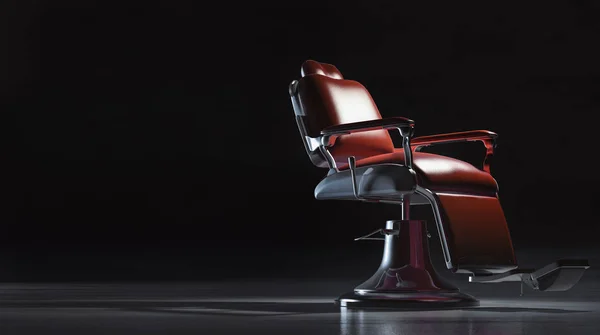 Chaise Coiffeur Cuir Rouge Sur Fond Sombre — Photo