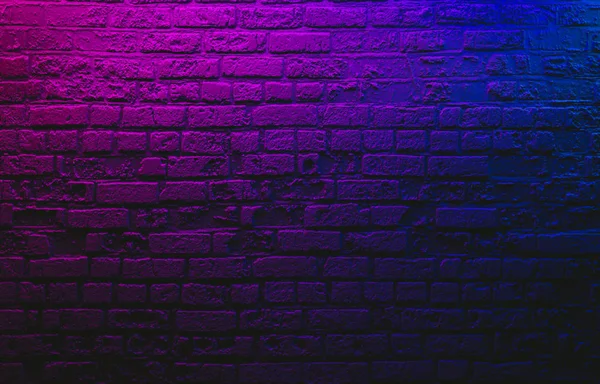 Mur Texturé Brique Avec Lumière Violette Bleue — Photo