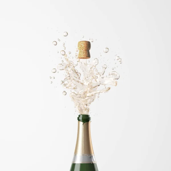 Bijgesneden Schot Van Champagne Fles Met Geopende Bung — Stockfoto