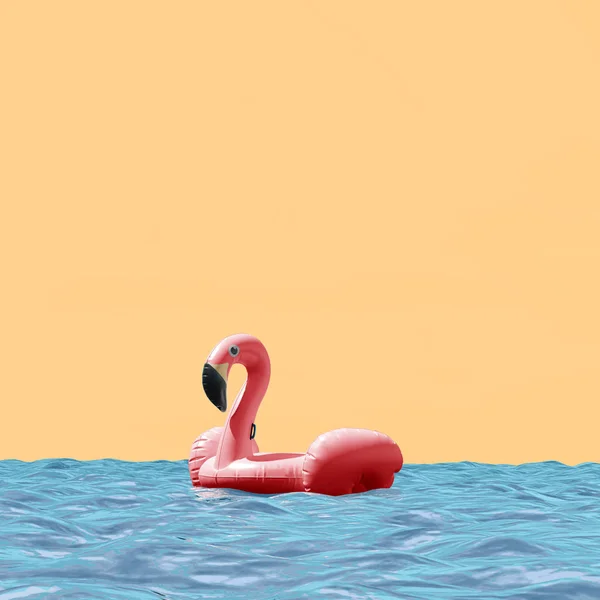 Рожевий Фламінго Плавальне Коло Воді — стокове фото