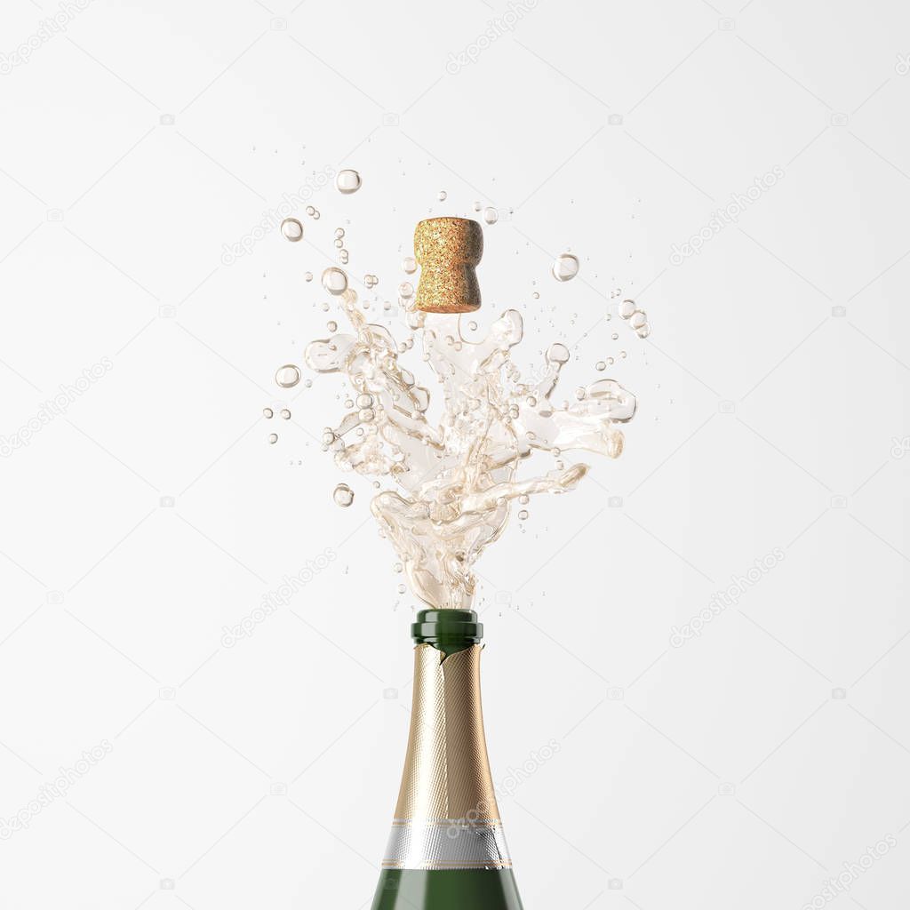 cropped shot of champagne bottle with opened bung