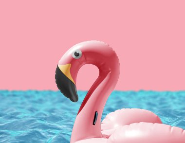 su üzerinde pembe flamingo yüzme daire