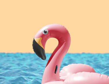 su üzerinde pembe flamingo yüzme daire