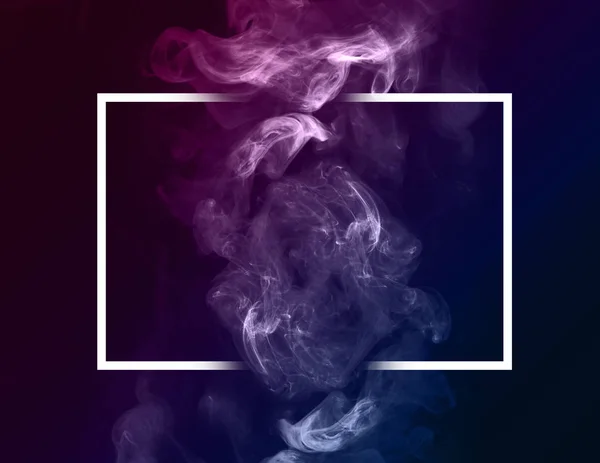 abstract geometrical background with neon light and smoke