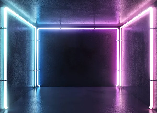 Sicht Auf Neonbeleuchteten Korridor Nimmt — Stockfoto