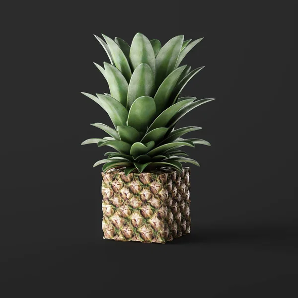 Würfelförmige Ananas Auf Dunklem Hintergrund — Stockfoto