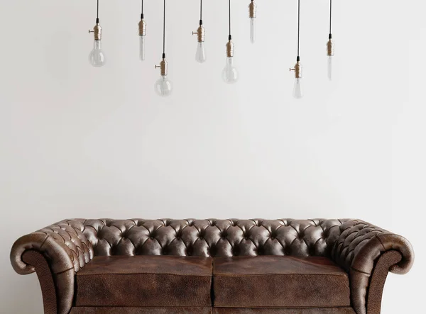 Interieur Achtergrond Met Vintage Sofa Lampen — Stockfoto