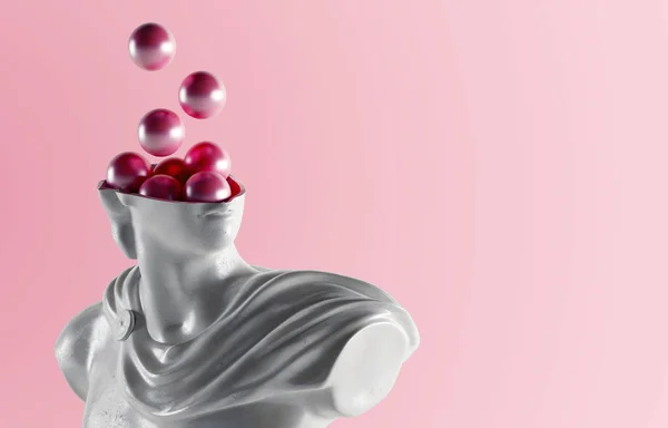 Statue Renaissance Avec Boules Sur Fond Rose — Photo