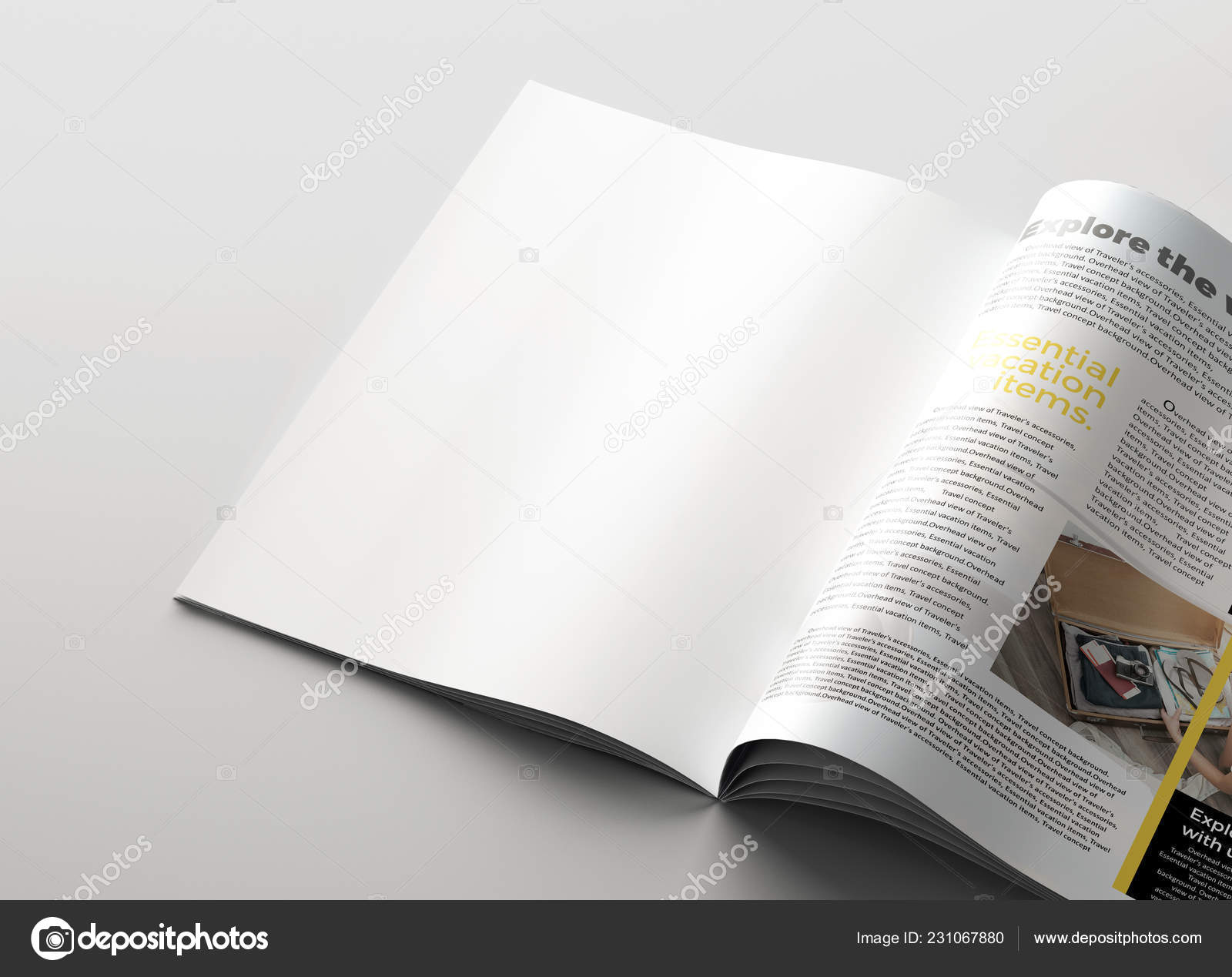 Magazine Blank Page White Table Surface — Stock Photo © brocrock #231067880