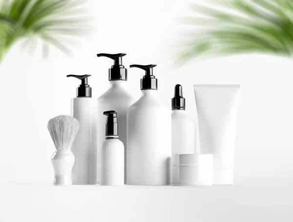 set of various skincare products bottles