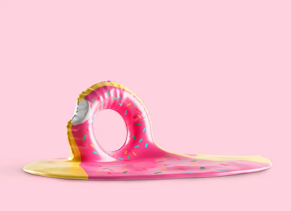 3d illustration of pink melting doughnut