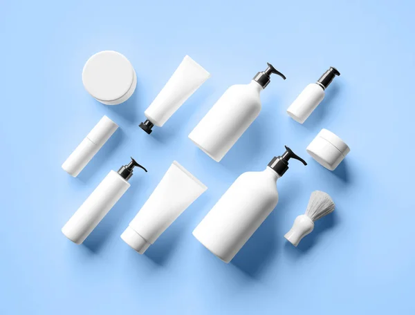 set of various skincare products bottles