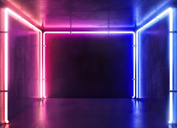 Csökkenő Perspektivikus Nézetének Neon Megvilágított Folyosón — Stock Fotó