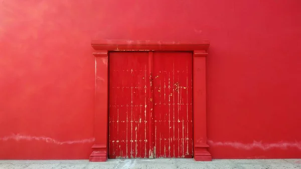 Red door and red wall background