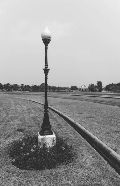 One lamp post in public park