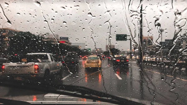 Condições Trânsito Caso Chuva Forte Fotografia De Stock