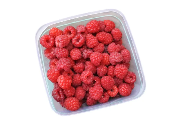 Raspberries Container View Close — Stock Photo, Image