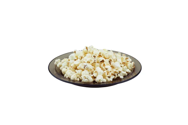 Popcorn Talerzu Białym Tle — Zdjęcie stockowe