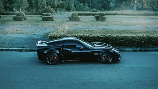 Black Chevrolet Corvette Twilight — Stock Photo, Image