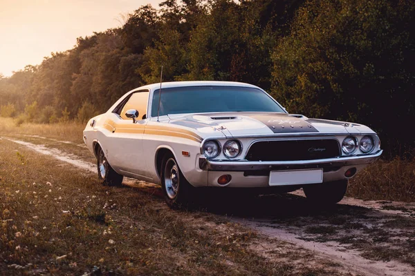 Dodge Challenger Zachodzie Słońca — Zdjęcie stockowe