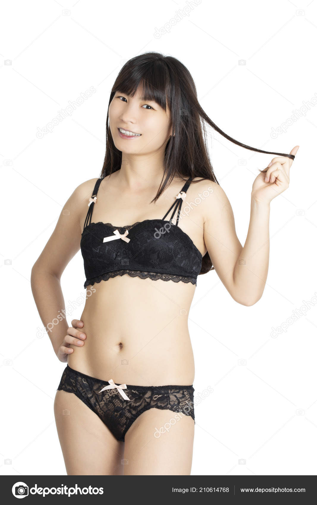Beautiful Chinese Woman Posing Pair Black Panties Bra Isolated White Stock  Photo by ©dndavis 210614768