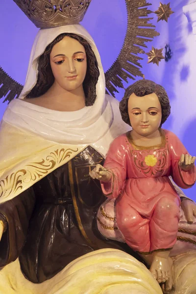 Estatua Virgen María Niño Jesús Dentro Iglesia Barasain Construida 1859 — Foto de Stock