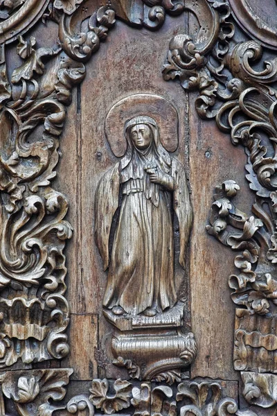 Sztuki Piękne Drzwi San Agustin Kościoła Jest Najstarszy Kościół Filipinach — Zdjęcie stockowe