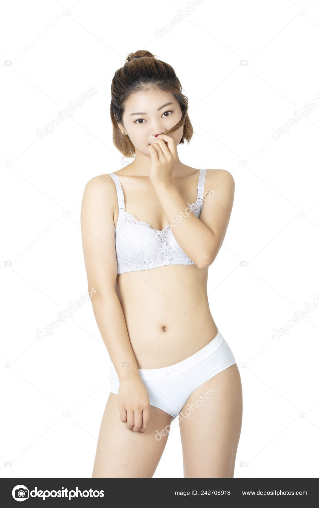 Beautiful Chinese Woman Posing Pair Green Panties Bra Isolated White Stock  Photo by ©dndavis 213859320