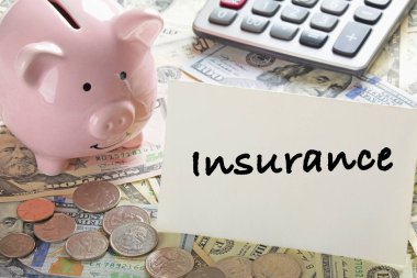 Amerikan banknotları ve kumbara ile sikke