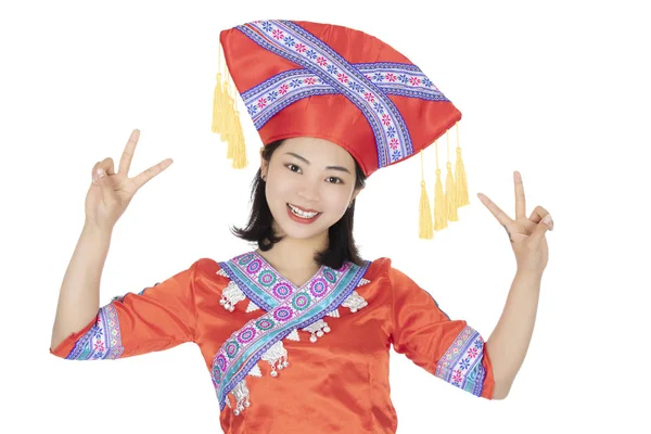 Κινεζική γυναίκα ντυμένη σε παραδοσιακά κινέζικα κοστούμια Φεστιβάλ i — Φωτογραφία Αρχείου
