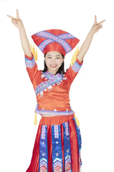 Κινεζική γυναίκα ντυμένη σε παραδοσιακά κινέζικα κοστούμια Φεστιβάλ i — Φωτογραφία Αρχείου