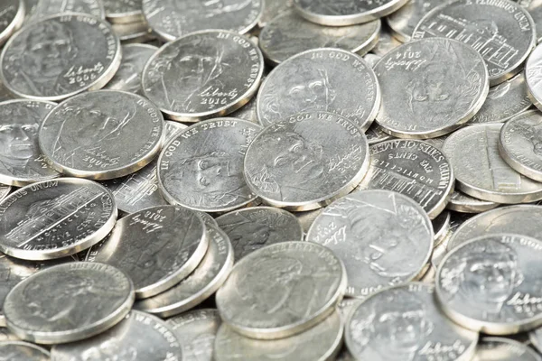 Nahaufnahme von Münzen der Vereinigten Staaten, Nickel — Stockfoto