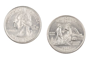 California 2005p State Commemorative Quarter isolated on a white clipart