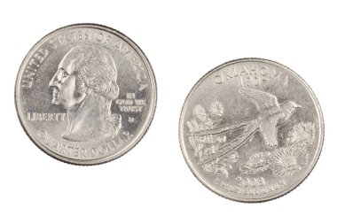 Oklahoma 2008d devlet Hatıra çeyrek beyaz bir b üzerinde izole