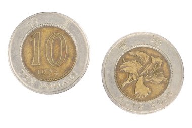 Hong Kong on Dollar Coin beyaz arka planda izole
